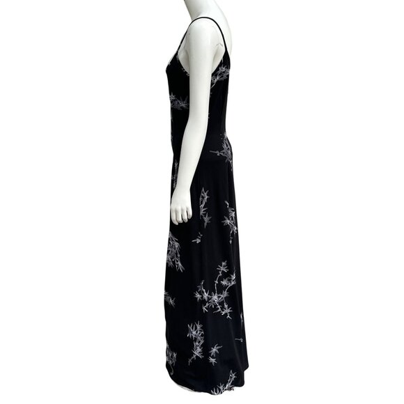Adrianna Papell Size 8 Evening Gown Black Silver Moonlight Floral Embroidery - Picture 7 of 12